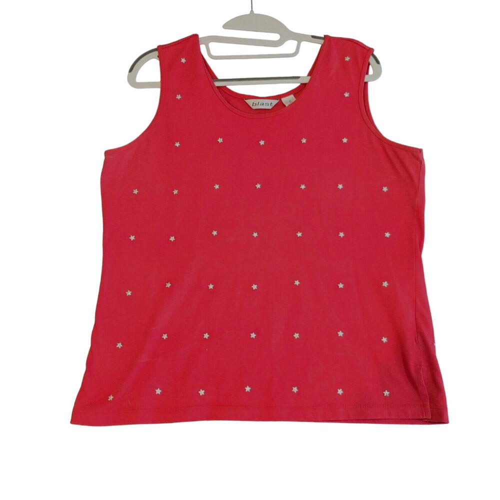 Blast Womens Tank Top Red Size Medium Polyester/Cotton Blend Stars On Shirt